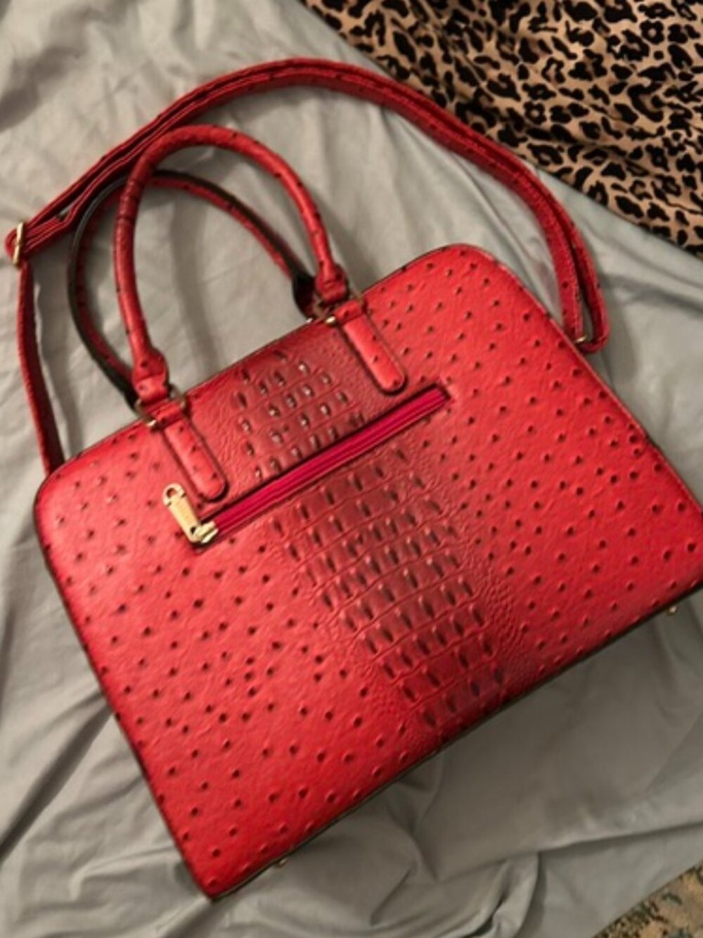 BIG red purse bag large sized ladies hand shoulder travel carry on faux leather